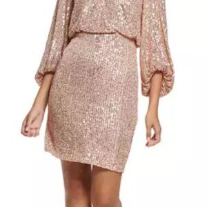 NWT Eliza J Women's Blouson Sleeve Sequin Surplice Dress